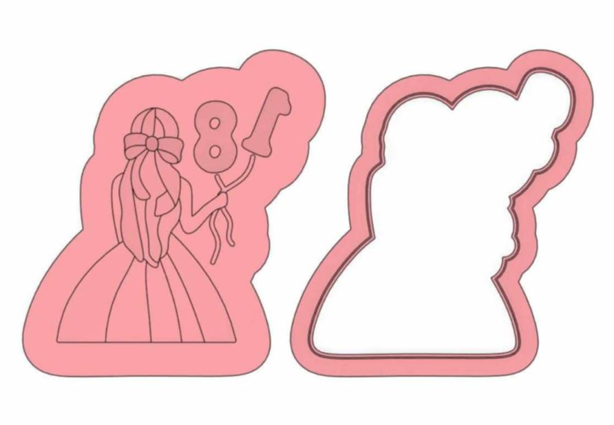 Girl Holding #18 Balloons Debosser Set