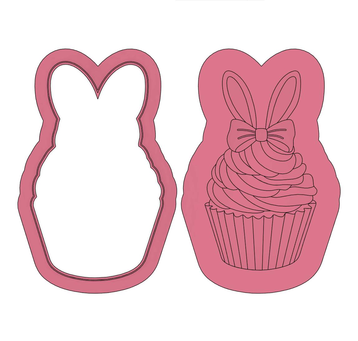 Cupcake with Bunny Ears Debosser set