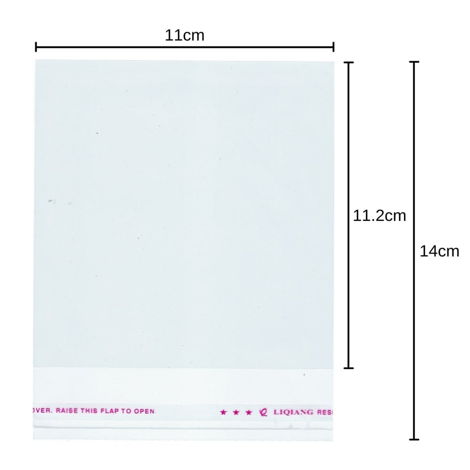 Cellophane bags 11cm x 14cm Peel and Seal