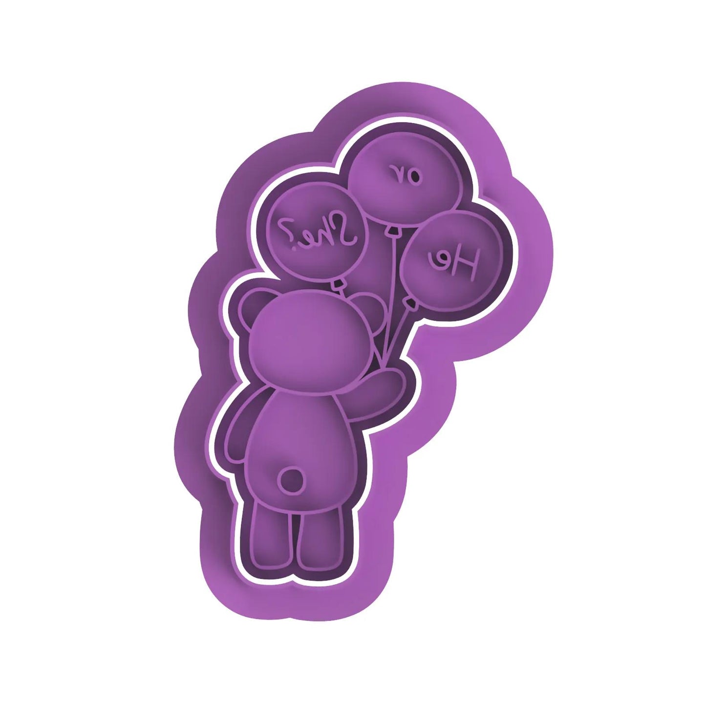 Teddy holding HE or SHE Balloons
