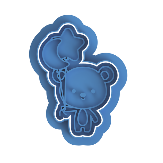 Teddy Bear holding star and moon balloons