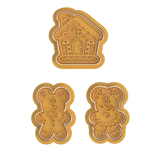 Mr and Mrs Mouse and Gingerbread House Set