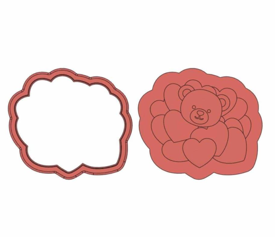 Teddy Bear Love Hearts Debosser Set