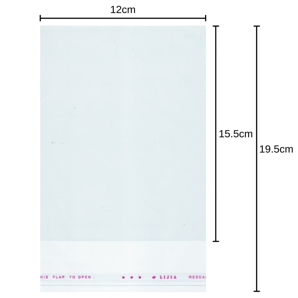 Cellophane bags 12cm x 19cm Peel and Seal