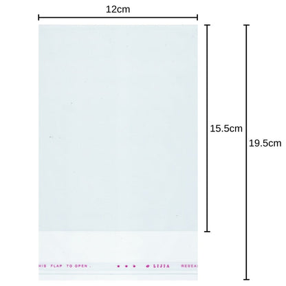 Cellophane bags 12cm x 19cm Peel and Seal