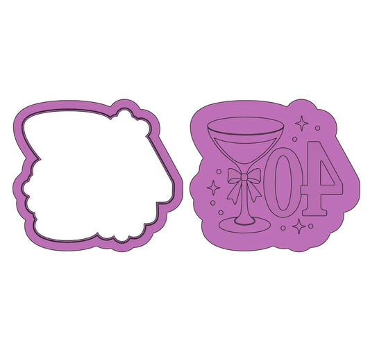 40 with Cocktail Glass Debosser Set